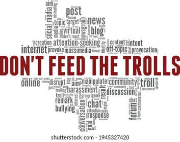 Don't feed the trolls vector illustration word cloud isolated on a white background.