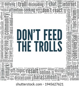 Don't feed the trolls vector illustration word cloud isolated on a white background.