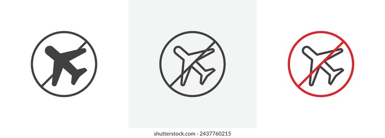 Dont Fly Sign Isolated Line Icon Style Design. Simple Vector Illustration