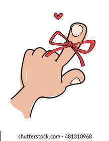 Don't Forget / Reminder String on the finger / In love sign design card,