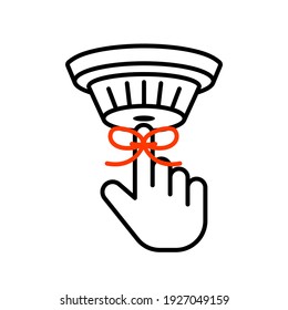 Don't Forget Smoke Detector Battery Test Outline Icon. Clipart Image Isolated On White Background.