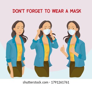 
Don't Forget To Wear A Mask. For Your Safety, You Must Wear A Mask Every Time You Leave The House. Hand Drawn Style Vector Design Illustrations.