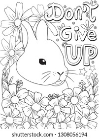 Dont Give Font Cute Rabbit Flowers Stock Vector (Royalty Free ...