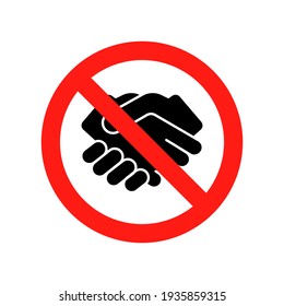 Dont handshake contact icon. Hand shake prohibited coronavirus dirty stop sign