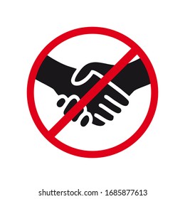 Don't handshake icon vector. Linear style sign for mobile concept and web design. round Symbol illustration. Business concept with hands. Flat clipart on white background. Pictogram in red frame