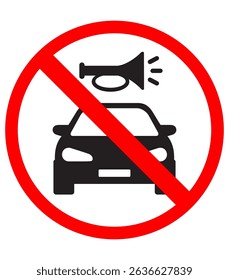 Don't honk icon no beep Vector illustration car and buzer