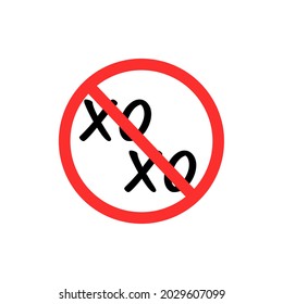 Don't hugs and kiss stop sign icon. Clipart image isolated on white background.