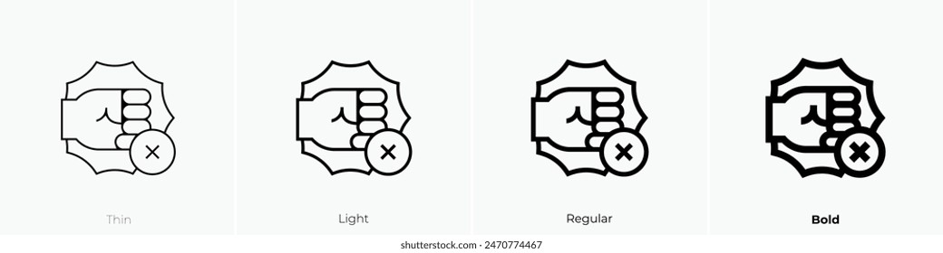 dont hurt icon. Thin, Light Regular And Bold style design isolated on white background