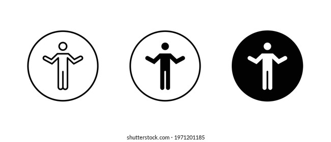 dont know icon. NO IDEA, not understanding man, Shrugging icons button, vector, sign, symbol, logo, illustration, editable stroke, flat design style isolated on white linear pictogram