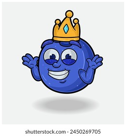 Dont Know Smile expression with Blueberry Fruit Crown Mascot Character Cartoon. Vector Illustrations