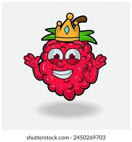 Dont Know Smile expression with Raspberry Fruit Crown Mascot Character Cartoon. Vector Illustrations