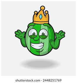 Dont Know Smile expression with Watermelon Fruit Crown Mascot Character Cartoon. Vector Illustrations