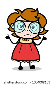Don't Know - Teenager Cartoon Intelligent Girl Vector Illustration