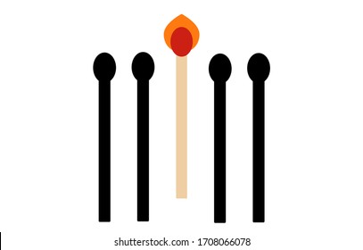 
Lass dich nicht verbrennen! Einzigartiges und anderes Design.
Brenn-Streichhölzer und ein Brennen. Denken Sie an anderes Design. Vektorillustration.