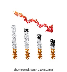Don't let yourself down by cigarette.
No smoking. Stop burning life. Abstract design shatter shape vector