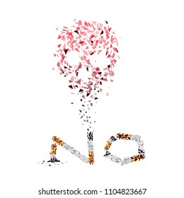 Don't let yourself down by cigarette.
No smoking. Stop burning life. Abstract design shatter shape vector