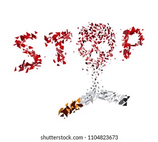 Don't let yourself down by cigarette.
No smoking. Stop burning life. Abstract design shatter shape vector