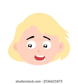 dont like, sad expression face girl with blonde short hair. element stock