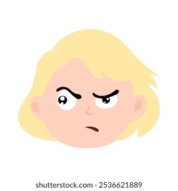 dont like, sad expression face girl with blonde short hair. element stock