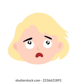 dont like, sad expression face girl with blonde short hair. element stock