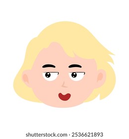 dont like, sad expression face girl with blonde short hair. element stock