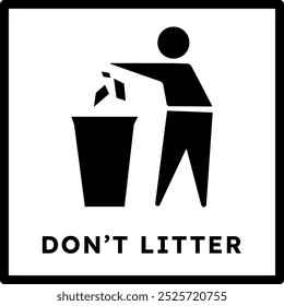 Don't Litter Icon | Environmental Protection Symbol for Cleanliness and Waste Management | Simple and Clear Vector Design for Public Awareness, Eco-Friendly Campaigns, and Green Initiatives