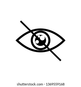Dont look vector icon, crossed out eye illustration. simple icon. White icon