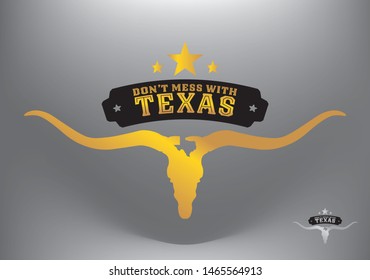 Don't mess with TEXAS logo design concept, with longhorn and stars, Vector EPS