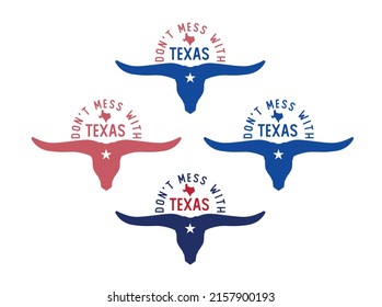 Machen Sie sich nicht mit Texas mit langen Stier auf weißem Hintergrund kann verwendet werden für Website-Template-Inserat-Anbringung Poster-Banner Website-Vorlage Vorlage Souvernir drucken Kaffee-Schleif Vektor eps.