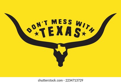Don't mess with texas with longhorn cow statemap pictogram patriot theme background can use for website,advertisement banner brochure banner souvernir printing coffee mug cab vector eps.