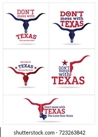 Don't mess withTEXAS and Welcome to TEXAS with nickname THE LONE STAR STATE logos Collection.