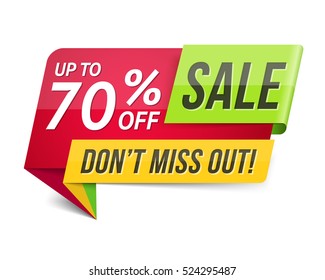 Don't miss out sale, 70% off, modern sale banner, vector eps10 illustration