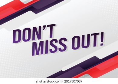 Don't miss out word concept vector illustration with lines style for social media landing page, template, ui, web, mobile app, poster, banner, flyer, background, gift card, coupon, label, wallpaper