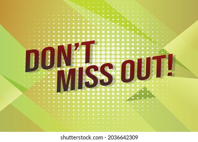 Don't miss out word concept vector illustration with lines style for social media landing page, template, ui, web, mobile app, poster, banner, flyer, background, gift card, coupon, label, wallpaper