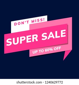 Dont miss super sale up to 60% shop promotion advertisement vector