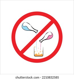 Don't mix chemicals without protection sign, safety symbol for laboratory