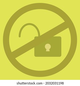 Dont open lock symbol, Sign and symbol prohibition of lock