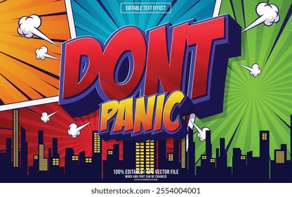 Dont panic comic cartoon style 3D editable text effect