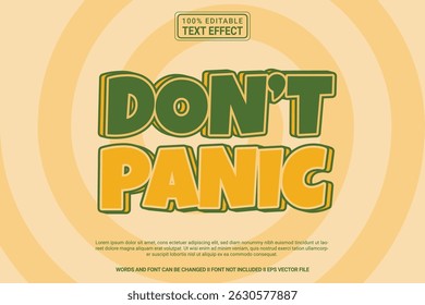 Don't Panic Editable Vector 3D Text Effect – Playful and Modern Typography Cartoon Style for Poster, Branding, Social Media