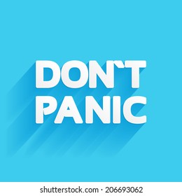 don`t panic, inscription white voluminous letters on a blue background, sticker vector