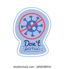 dont panic lettering campaign with with stop covid19 vector illustration design
