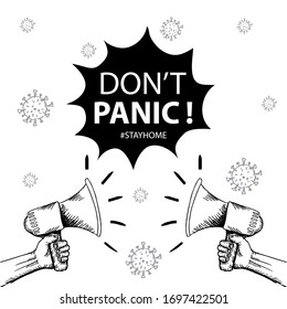 Don't panic lettering with megaphone.