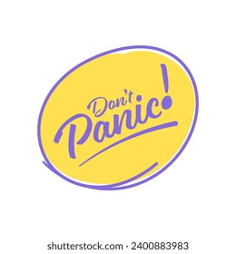 no se ponga en pánico el logotipo en elipse dibujada a mano. no te asustes el concepto en color lila