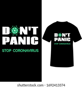 Panik Stoppen Sie Corona Virus-Corona Virus T-Shirt Vektorillustration.