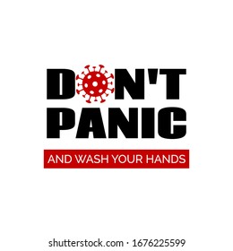 Don't panic. And wash your hands. Vector banner, flyer, poster for covid-19 epidemic prevention