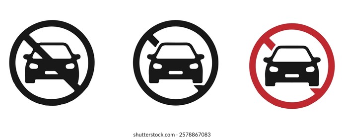 Don't park here vector icons. Vector illustration. Eps 10.