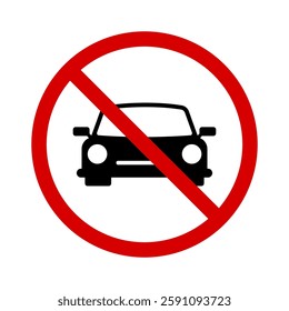 Don't Park red Icon design, No Parking Traffic sign Clip art, Circle Pictogram, Road and Transportation graphic elements designed For Communication and safety in Flat style (Editable)