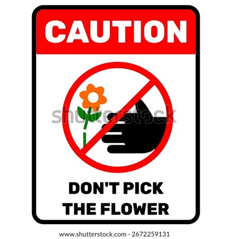 Don't pick flower black colour square red shape sign editable. Regulation for public spaces or private property vector illustration can use for print or digital and editable in EPS
