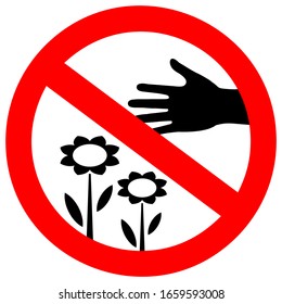 Don't pick flowers vector sign on white background