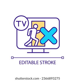 Dont play hero during disaster evacuation RGB color icon. Unnecessary risks for building occupant. TV show. Isolated vector illustration. Simple filled line drawing. Editable stroke. Arial font used